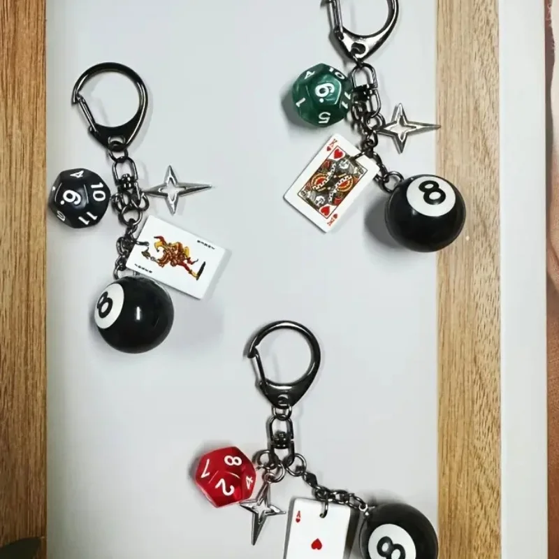 チンチロ グッズ 黒 Hiphop Black Dice Billiards Keychain Y2K Pink Lucky Dice