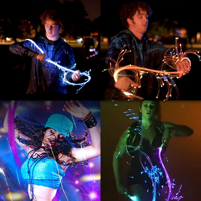 LED Ambient Light Fiber Optic Lamp USB Rechargeable Fiber Optic Whip Dance Party Lighting