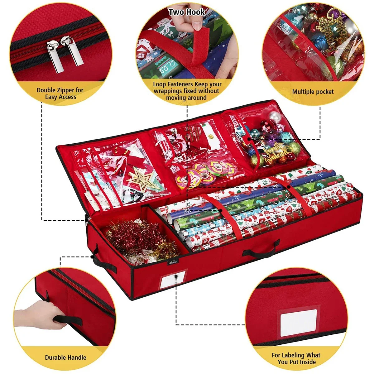 Gift Wrapping Organizer Bag Waterproof Christmas Gift Wrap Storage Large Capacity Container Box for Wrapping Supplies gift wrapping organizer