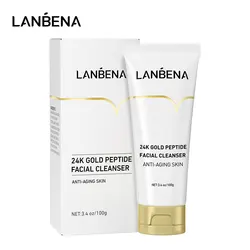 LANBENA Face Cleanser 24K Peptide Anti Aging Dense Foam Facial Cleaner Unclog Firming Antioxidant Grease Dirt Cleaning Skin Care