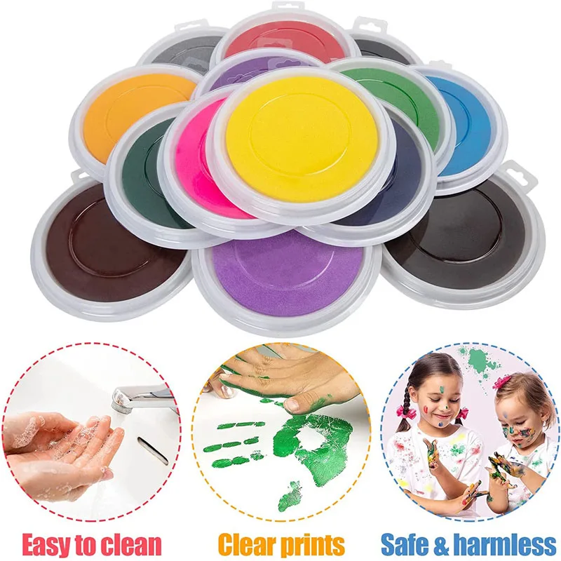 Large Round Craft Ink Pads Non-Toxic Baby Care Fingerptint Ink Pad Stamps Washable Newborn Pet Footprint Imprint Kit Souvenirs ink pads hand and footprint kit