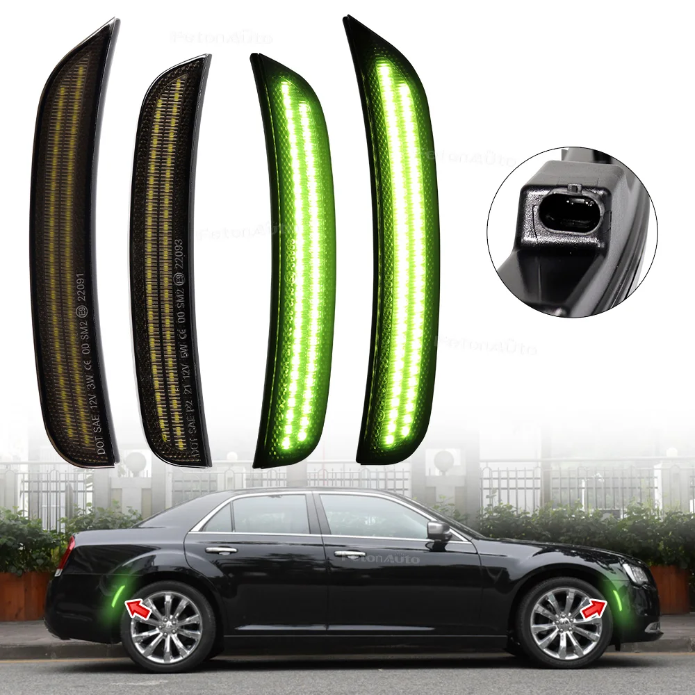 

4pcs Smoked Lens LED Lights Front Rear Full LED Car Side Marker Light Kit For 2015-2023 Chrysler 300