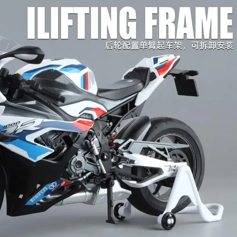 1/9 BMW RR1000  Alloy Racing Motorcycle Diecast Street Sports Motorcycle Model Simulation With Light Collection Kid Toy Gift 6