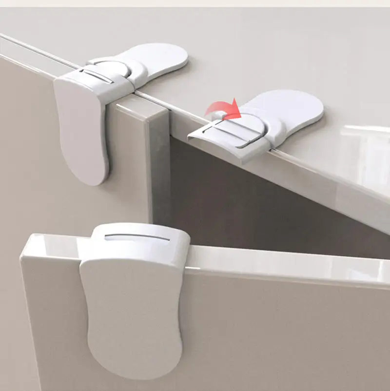 Safety Lock 5Pcs White Locks Right Angle Baby Safety Drawer Child Safety Cabinet Locks