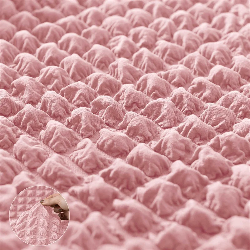 Square Footrest Skirt Cover for Living RoomStretch Spandex Ottoman Cover Pink Bubble Lattice Footstool Case Furniture Protector
