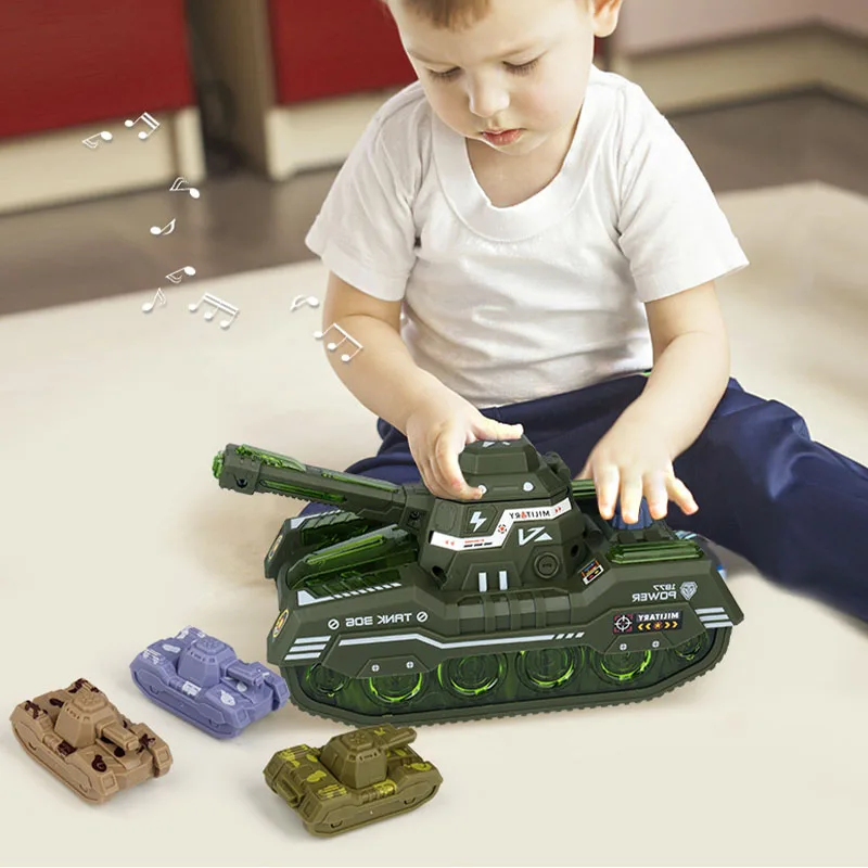 Electric Tank Toy Simulation Vehicle Model Sound and light Car with Mini-tank Universal Walking Interactive Toys for Boy Gifts electric shark chariot toy car monster truck vehicle model with light music universal walking toys for kids boy birthday gift