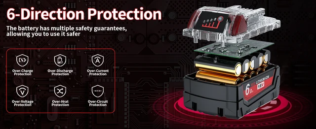 Batterie Milwaukee 18V 6000mAh + Caricabatterie - 2 Pezzi, Compatibili Con Serie M18 - Foto 9