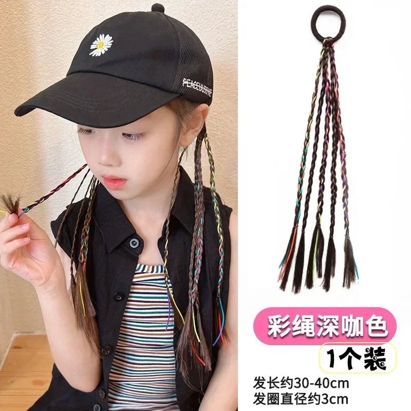 Cool Braid Kids Headwear Colorful Wigs Hairclip Ponytail Holder Princess Bows Party Ornament Hair Accessories Girls Gifts