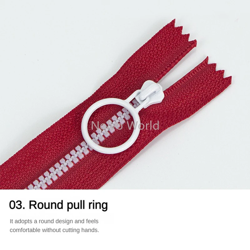 15PCS 15/20/25/30/35CM 3# Resin Zippers Plastic With Pull Ring For Bags Purse Close End Zipper DIY Bag Sewing Crafts Accessories