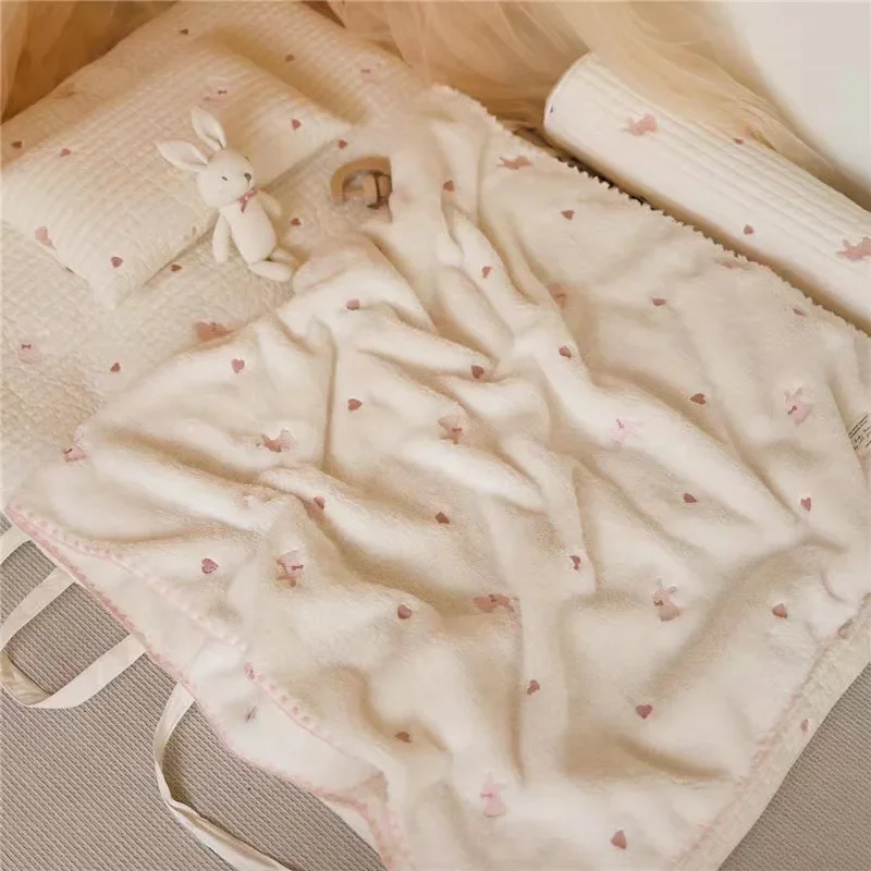 Winter Baby Blanket Warm Quilt for Newborn Bedding Baby Swaddle Wrap Flannel Lamb Soft Cover Blanket Ins Korean Spring Autumn