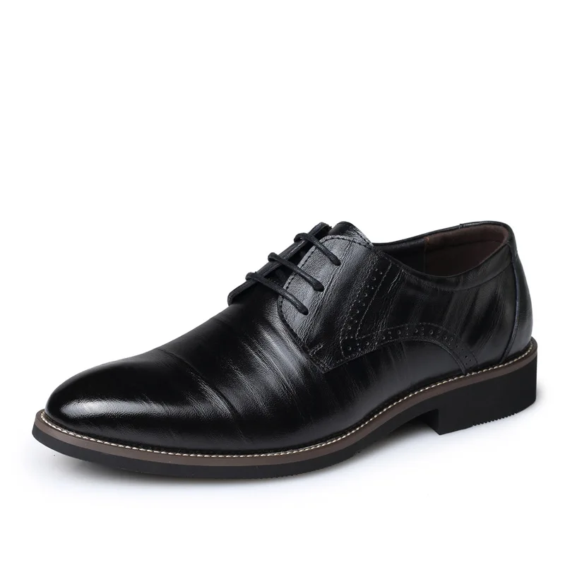Men's Dress Shoes Lace-Up Genuine Leather Mens Business Office Flats Men Wedding Party Oxfords EUR Sizes 37-48