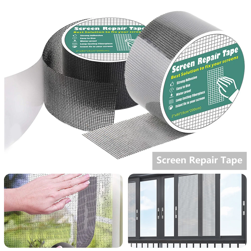 Window Mosquito Net Repair Tape Waterproof Self Adhesive Window Screen Repair Patch Strong Anti-Insect Mesh Broken Holes Repair