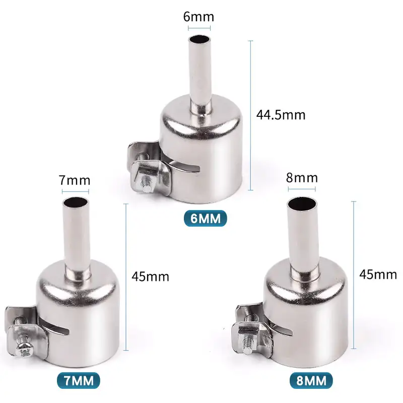 9PCS 850 Hot Air Nozzle 3-12mm Universal Nozzles Air Soldering Welding Round Nozzles For 852D 898 Soldering Heat Gun Nozzle image 6