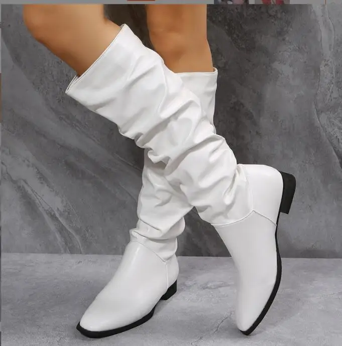 Fashion Shoes Women's Knee-High Boots Winter Knee High Boots High Sexy Heels The snow Boots Winter White Shoes Large size