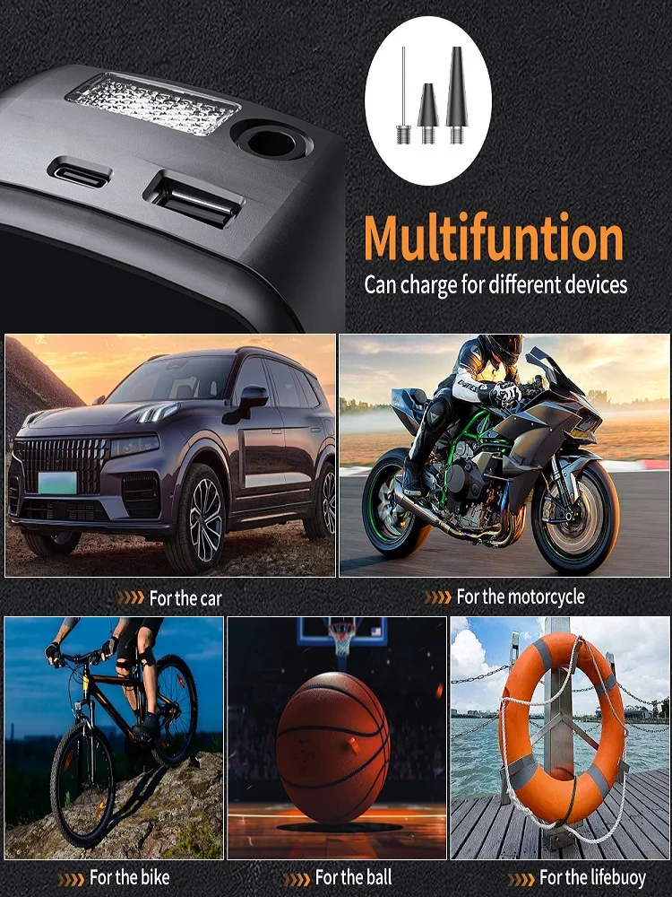 Portable Car Air Pump Electric Tire Inflator Intelligent Digital Display thumbnail 4