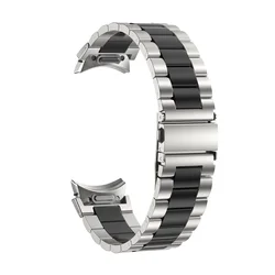 Premium Titanium Stainless Steel No - Gap Wristband Strap - Watch 6 Classic 47mm (0559 Silver Black)