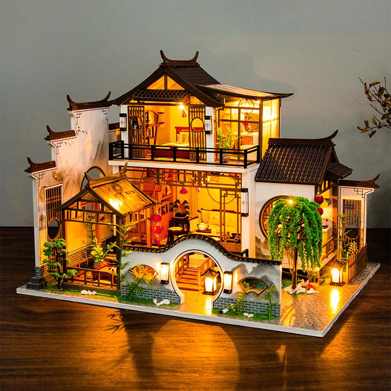 DIY do lalek dom drewniany miniaturowe meble zabawki do domku dla lalek na prezenty urodzinowe dla dzieci F032