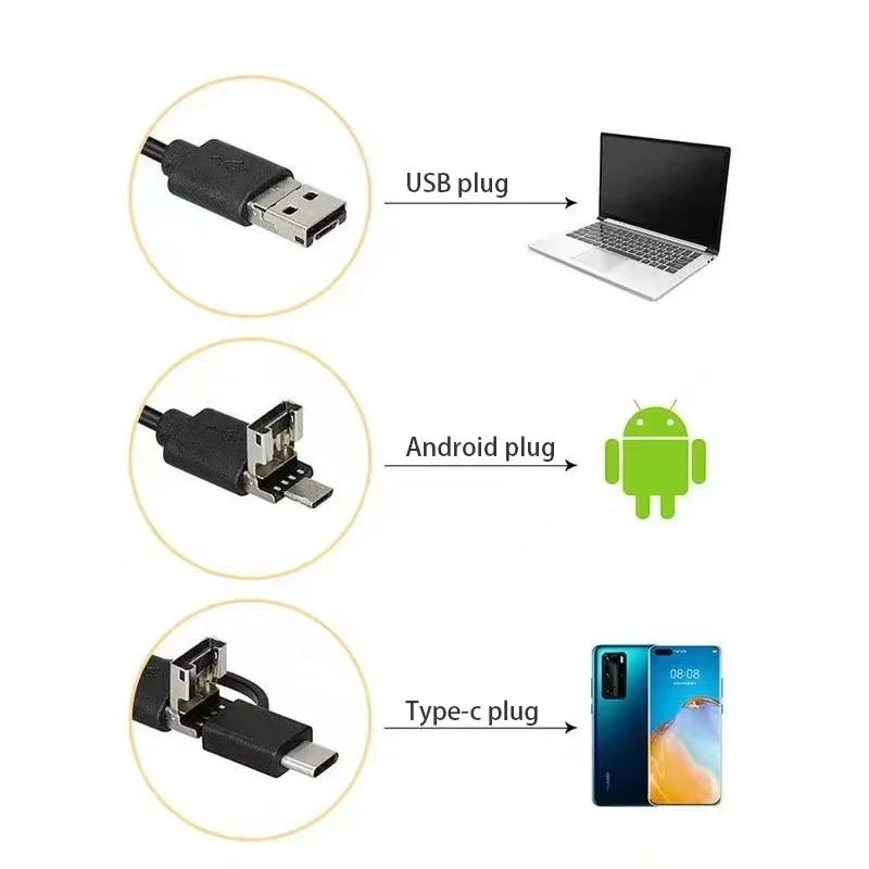 HD   ī޶  ð, IP67  Ž ڵ Ʃ, Mirco USB C Ÿ  , ȵ̵, 1-25m * 8mm