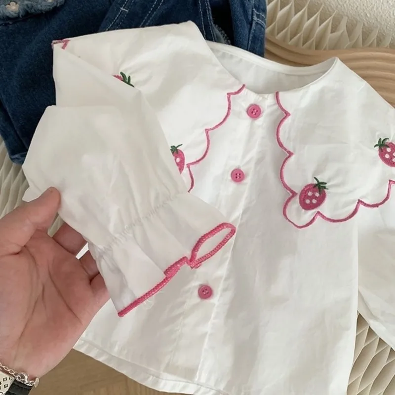 Girls' Shirts Spring and Autumn New Baby Fashionable Pure Cotton Shirts New Korean Children's Top 0-6Y
