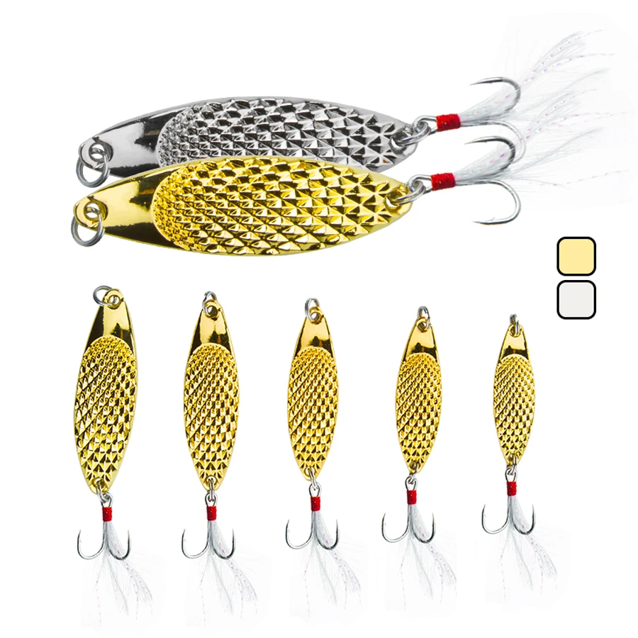 5 Stück Fischschuppen-Muster Pailletten-Geräuschköder Roter Punkt Angellöffel Angelspinner Harter Köder – Detail 5