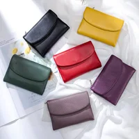 Coin Purse Genuine Cow Leather Short Wallet Trifold for Small Women's  Purses Clutch Cowhide Card Holder Travel Card Wallets - Image 6