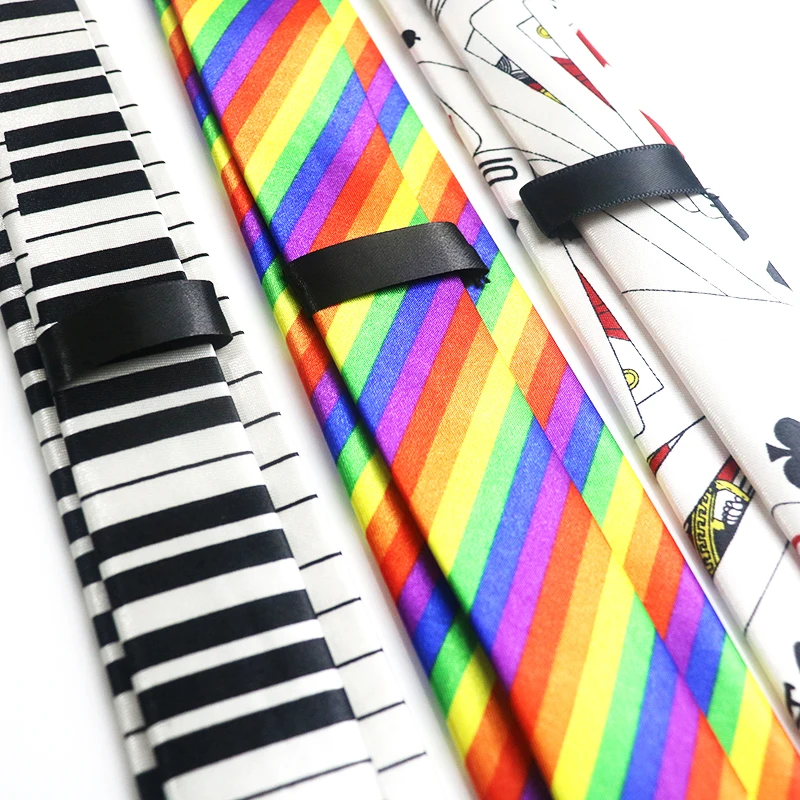 Mens 5cm Polyester Tie Skinny Musical Neckties Piano Notes Guitar Printed Colorful Cravat Wedding Party Ties Suit Gift