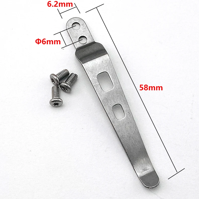 58mm *6.2mm Pocket Clip folding knives Clip flashlight or EDC tools with screws (A012)