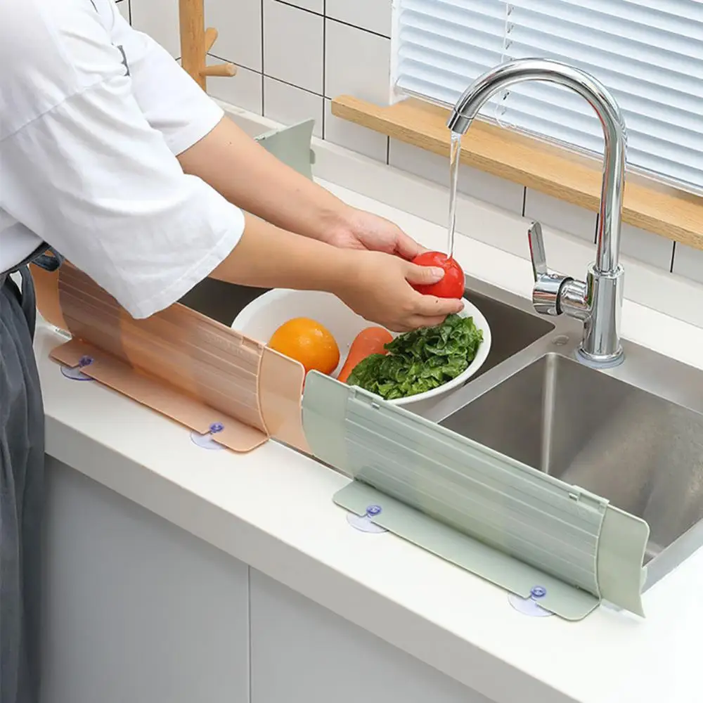 Sink Adjustable Water Baffle With Soft Sucker Waterproof Screen Fruit Vegetable Washing Anti-water Board Sink Water Splash Guard