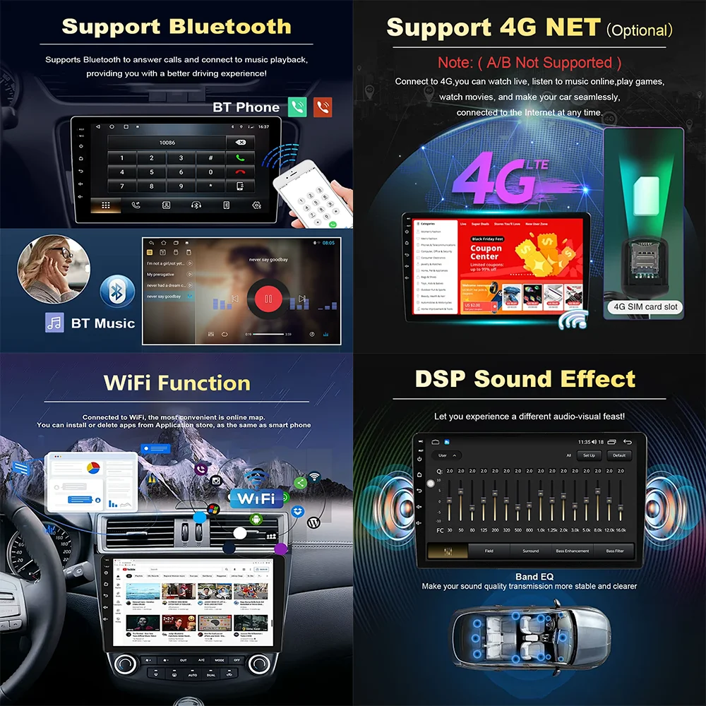 차량용 라디오 멀티미디어 플레이어 지능형 시스템, 안드로이드 자동차 도구, 카플레이, BT 4G, 르노 먼지털이 HM 2 II 2020-2023, 10.1 인치