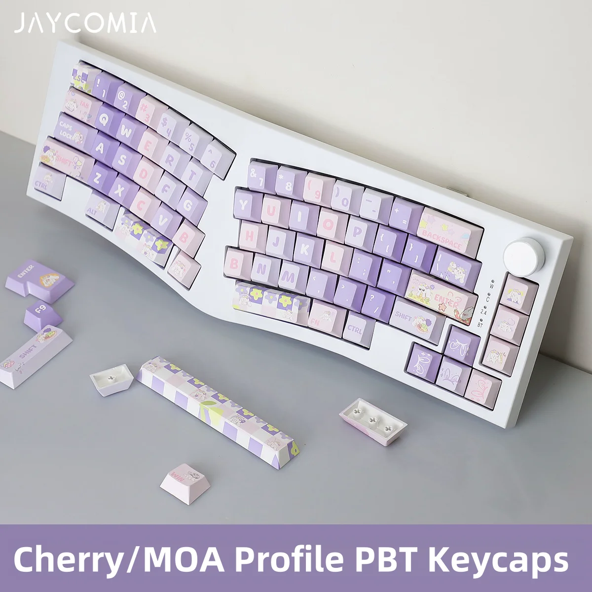 メカニカルキーボード用の紫色のウサギのキーボードキャップ,バック