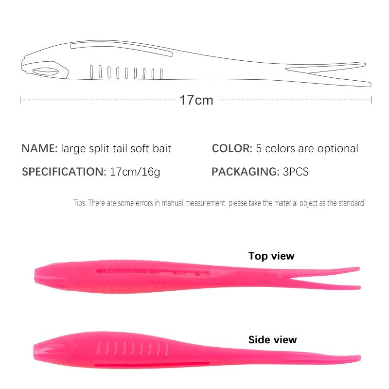 3Pcs Floating TPR Soft Bait 17cm 16g V-shape Split Tail Swimbait Worm Artificial Silicone Rock Shiner Fishing Lures