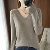 New Cashmere Women's V-neck Pullover Lace Neck Hollow Out Design Casual Knitted Long Sleeve Women's Sweater Autumn And Winter 4