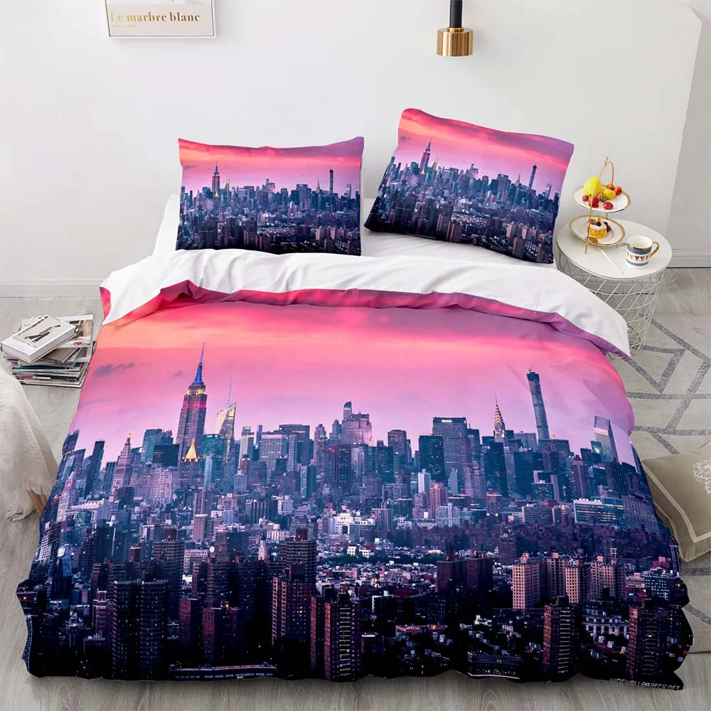 

New York Architecture Duvet Cover 220x240 Family Comforter Bed Set Super Cozy Bed Linen Quilt Cover Luxury Bedding Set