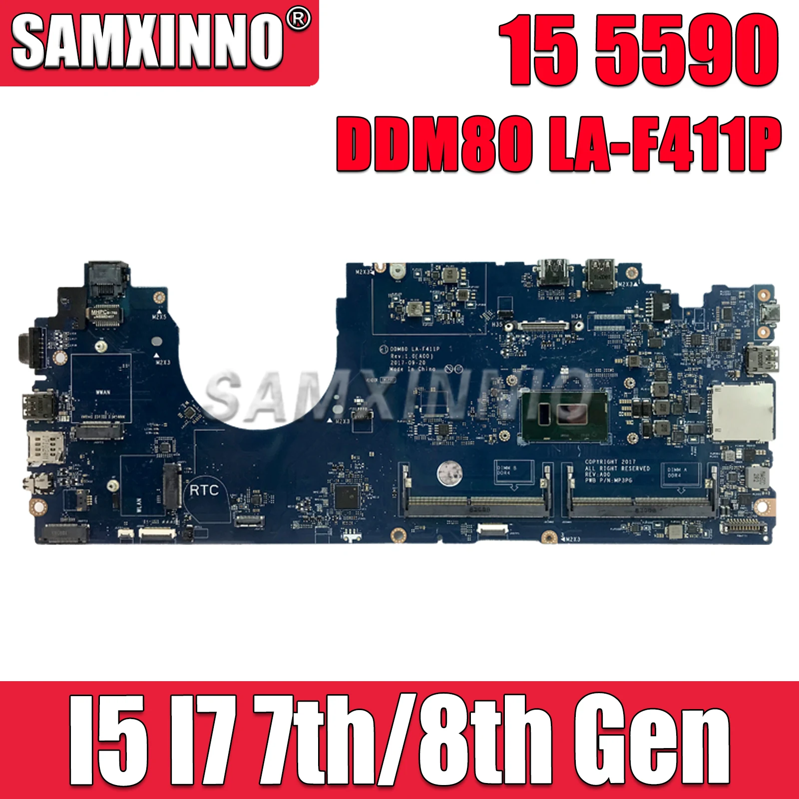 

SAMXINNO LA-F411P Mainboard For Dell Latitude 5590 DDM80 0VT64T 0PTD05 0VJF9H Laptop Motherboard With i5 i7 7th/8th Gen CPU