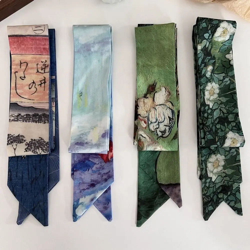 

Oil Painting Silk Scarf Ribbon Headband Hair Tie Printed Scarf Scarf Accessories Collocation Clothing Accessories Long Scarf