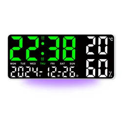 LED Mood Light Digital Wall Clock with Alarms and Multi - Function Display - 14 inch 35x15x2.8cm (WG)