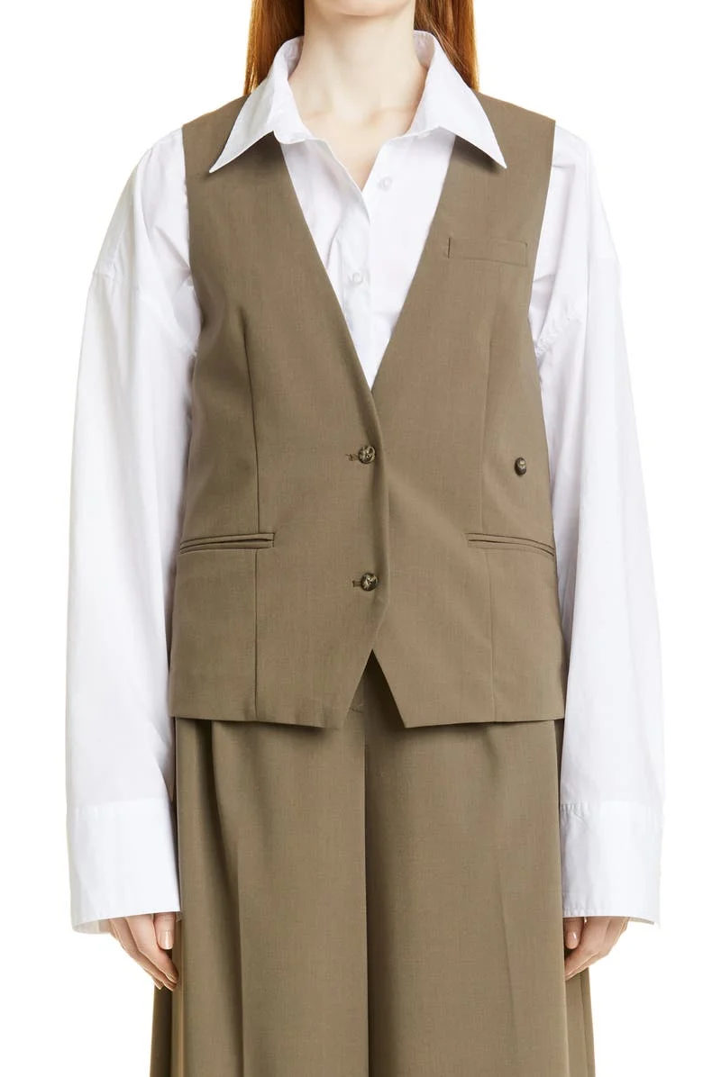 

Женский жилет цвета хаки, однобортная куртка с V-образным вырезом, повседневный облегающий жилет, женские жилеты, официальный элегантный деловой жилет в офисном стиле