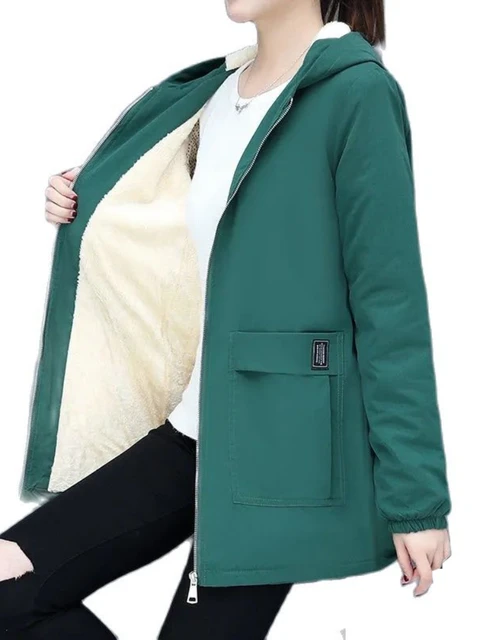 Chubasqueros para mujer, impermeables, para otoño, invierno, talla grande,  forro polar, casual, senderismo, al aire libre, cortavientos, A1_Verde  ejército : Ropa, Zapatos y Joyería 