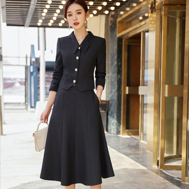 Newest 2023 Spring Professional Women Business Suits with Blazer Coat and Skirt OL Styles Uniform Ladies Office Work Wear Sets 4