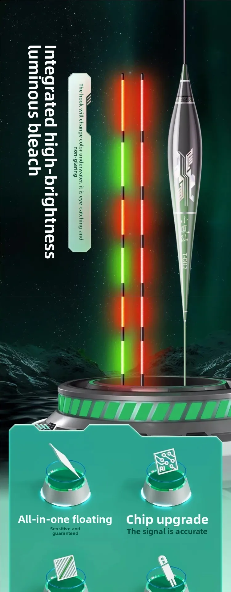 Description Picture 2 of itemintegrated luminous bleaching, hook-biting discoloration, high sensitivity and eye-catching floating, day and night electronic