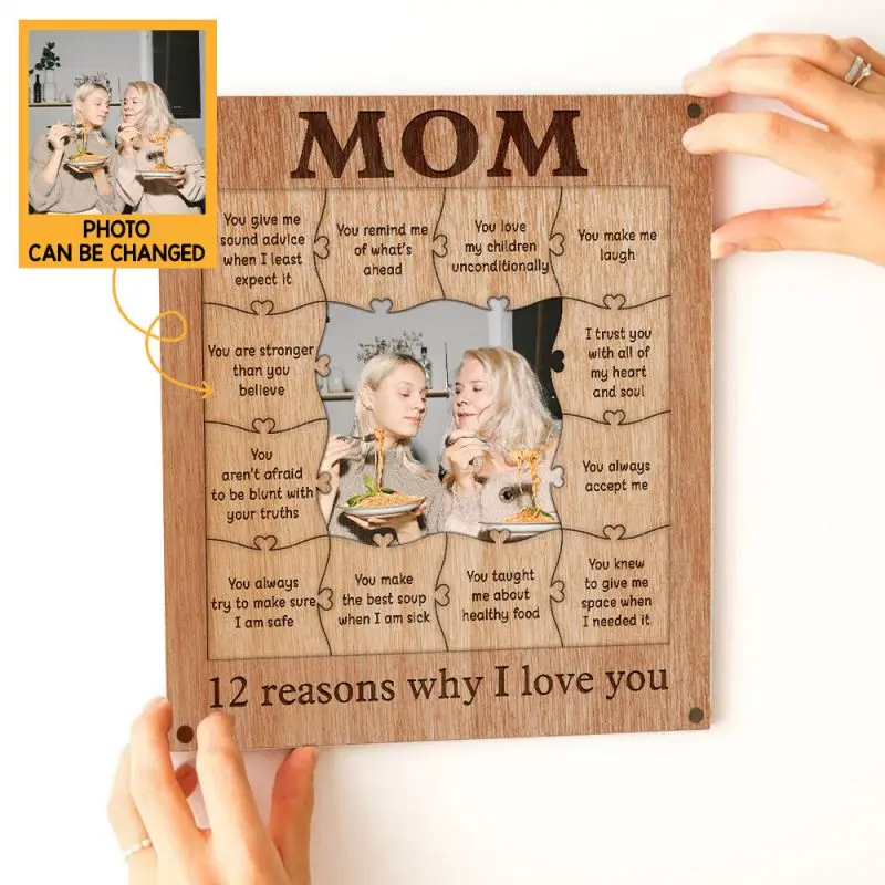 

Персонализированный День матери, 12 причин, почему я люблю тебя, деревянная фотография