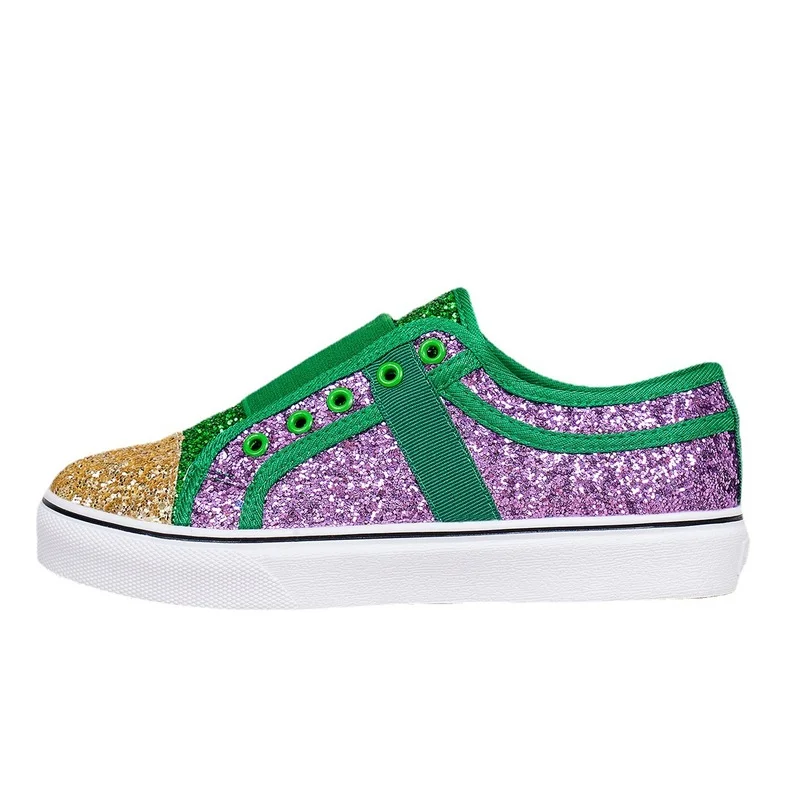 2022 New Women's Flats Bling Glitter Sneakers Women Vulcanize Shoes Female Breathable Flats Lace Up Casual Canvas Shoes