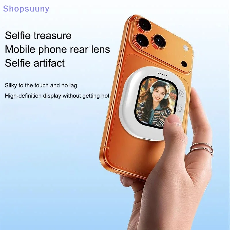 Compact Wireless Magnetic Phone Screen Projector & Selfie Camera for Vlogs and Live Streaming