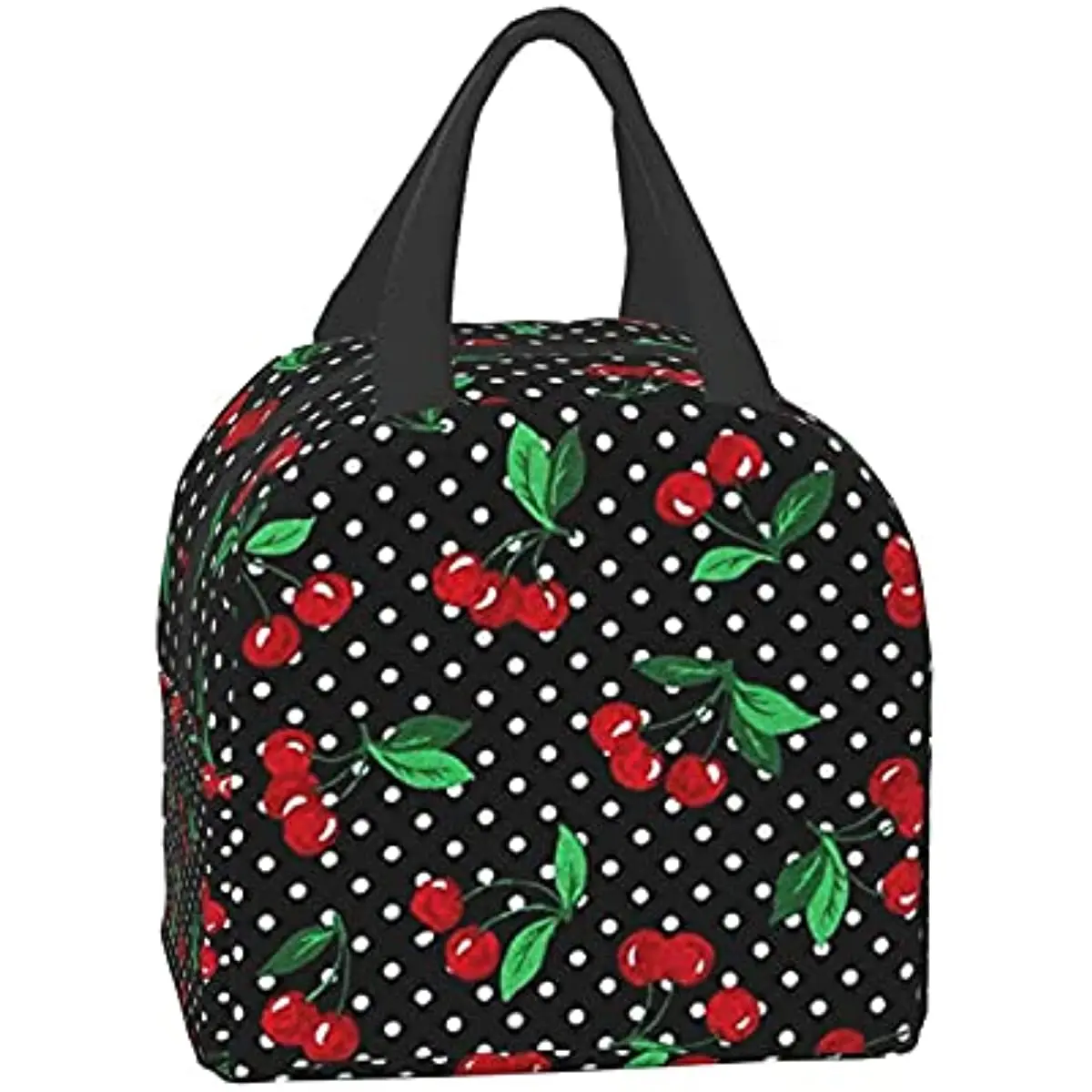 

Dots Cherry Lunch Bag for Women Small Insulated Cooler Tote Box Leakproof Reusable Girls Lunchbag Office Work School Picnic