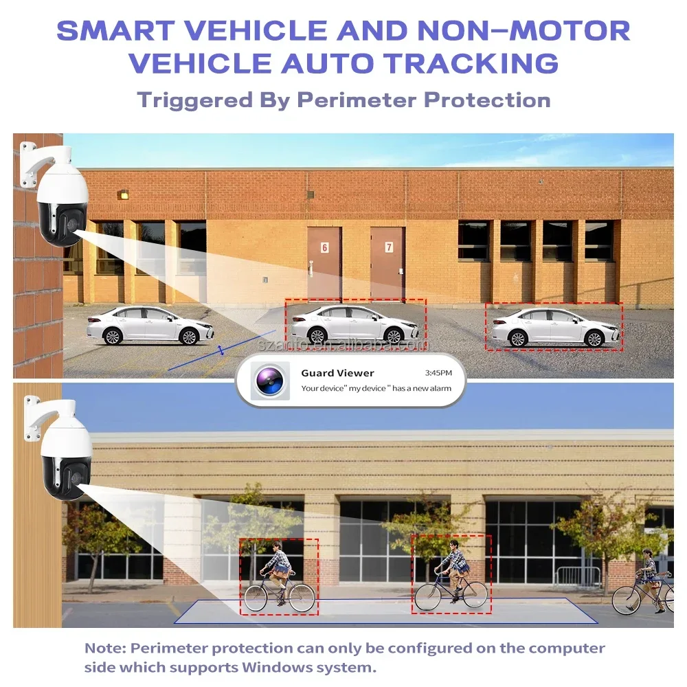SUNBA 양방향 오디오 25배줌 5MP PoE+ 장거리 IR 최대 1000피트 자동 추적 PTZ IP 카메라 실외 고속 돔형 보안 카메라