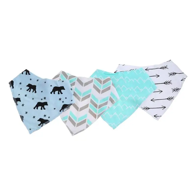 

4PCS Baby Bib for Boys Girl Breathable Floral Drooling Bib Burp Cloth Bandanas Infant Teething Feeding Bandana