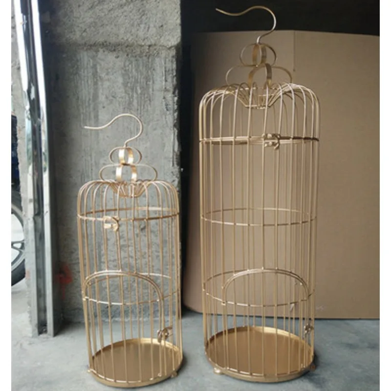 

European style iron art golden landing birdcage flower rack window decoration birdcage chandelier wedding props