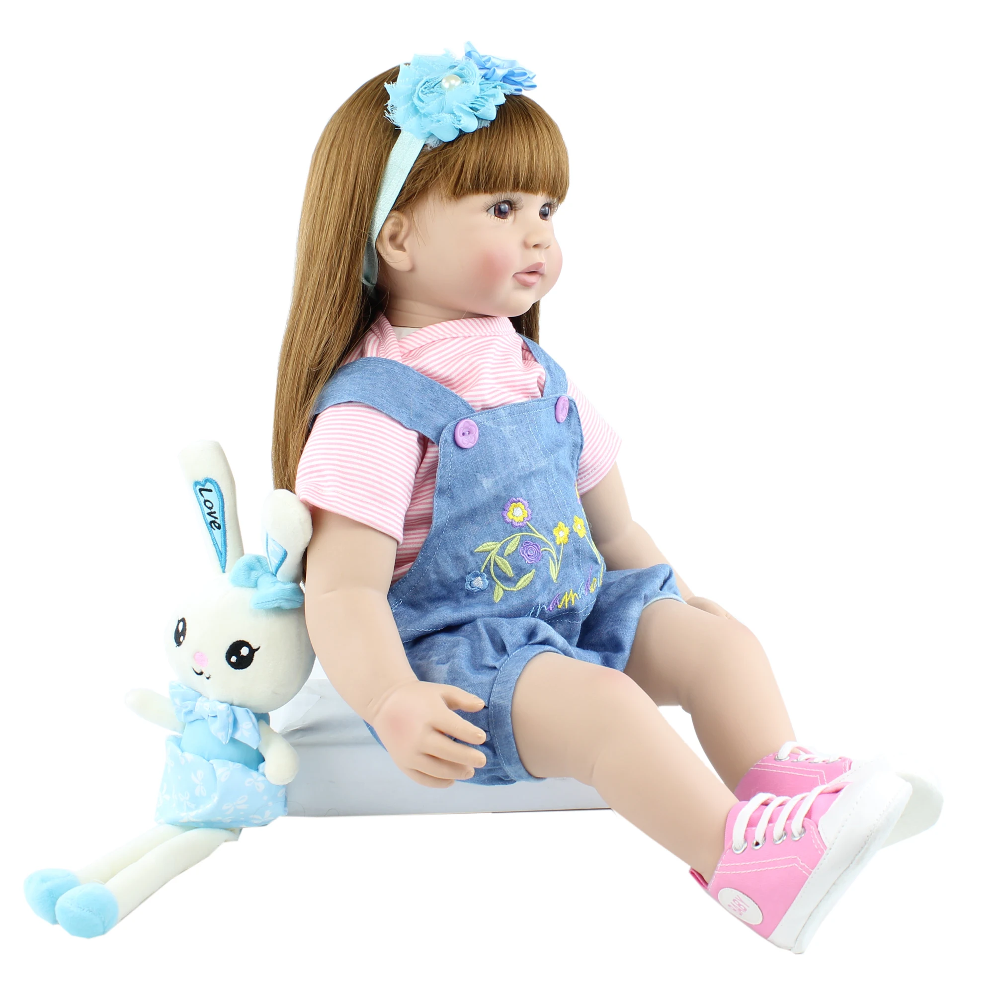 60 CM Silicone Reborn Toddler Doll Toy Lifelike Vinyl Princess Baby With Cloth Body Alive Bebe Dress Up Girl Birthday Gift 5