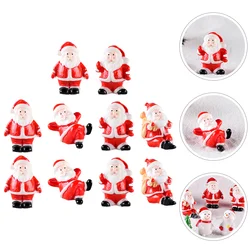 Set of 10 Miniature Christmas Figurine Ornaments - Santa, Snowman, and Holiday Decorations - 3.70X3.00X2.00CM (Red)