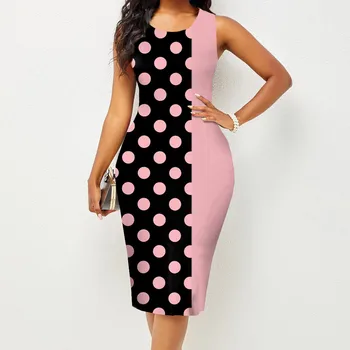 Spring and Summer New Fashion Women's Sleeveless Wrapped Hip Print Dress Women's Clothing 1